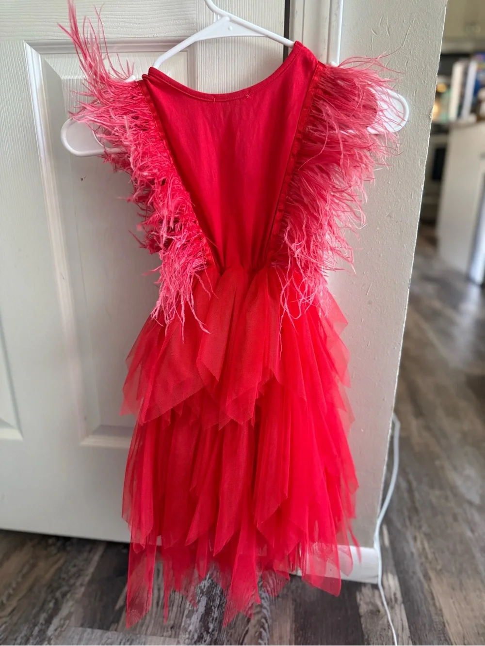 Lola + the Boys Red Feather Tulle Party Dress